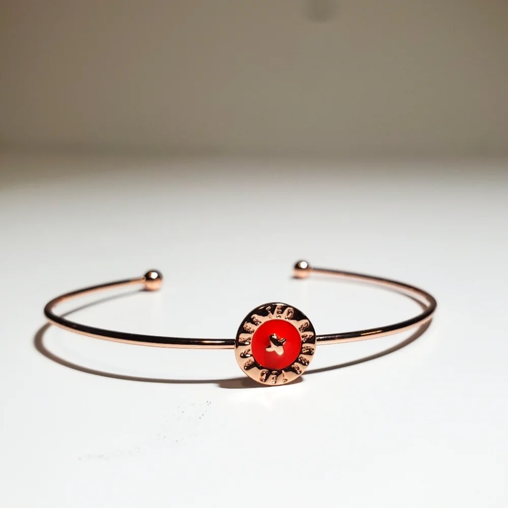 Ted Baker Elvas Rose Gold Flat CORAL Button Cuff Bracelet